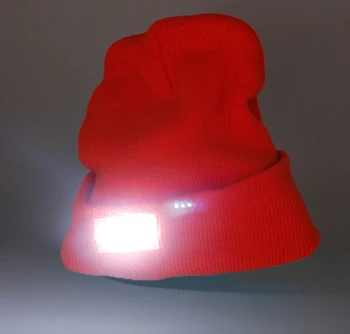 LED Gaismas Adīt Beanie Cepure Nakts Lampas Zvejas Kāpšanas Ārā Ziemas Vīrieši Sievietes Kokvilnas Silts Galvaskausa Vāciņu Modes Pāris Kausu Cepure