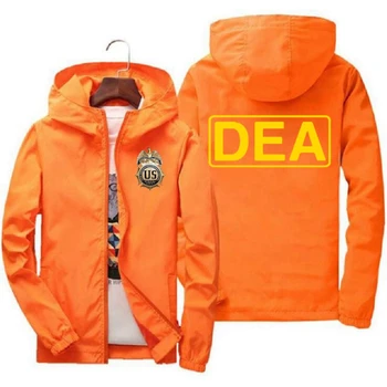 DEA logo Amerikas savienotās Valstis POLICIJAS Rāvējslēdzēju jakas Vīriešu Lielgabarīta Mētelis chaquetas hombre 7XL Vējjaka Harajuku Streetwear DEA POLICIJAS