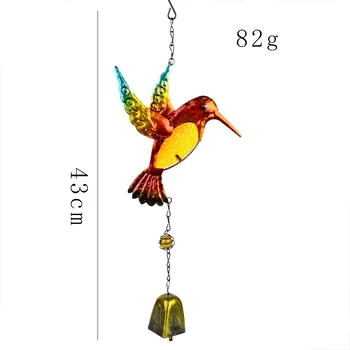 Kolibri Kingfisher Kaltas Dzelzs Metāla Krāsotas Vitrāžas Wind Chimes DIY Āra Balkona Dārza Roku darbs Karājas Ornaments