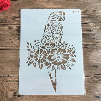 A4 29 * 21cm diy amatniecības papagailis pelējuma krāsošanas šabloni uzspiests foto albums gofrēta papīra karti, koka, auduma,sienu trafaretu