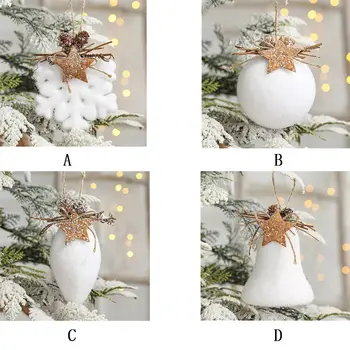 Amatniecības Putas Bumbu Bell Sniegpārslas Karājas Koka Piekariņi Ziemassvētku Eglīte Dekori Rotājumi Ziemassvētku Balle Dāvanu Bumbiņas