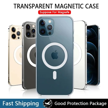 Caurspīdīgs Magnētisko Lietā par iPhone 12 Pro Max Mini Magsafing Magnēts Skaidrs Aizmugurējo Vāciņu priekš iPhone 11 Pro XS Max X XR iPhona