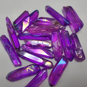 50g Electroplated violeta Titāna Aura Lemurian Kristāla Zizli Punktu Dziedināšanas Kristāla, Akmens Akmeņi un Minerāli