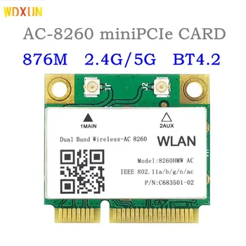 Bezvadu-AC 8265 Dual Band mini-PC-E PCIe WIFI KARTE intel 7265 8260AC 8265AC 802.11 ac 2x2 WiFi + Bluetooth BT4.2