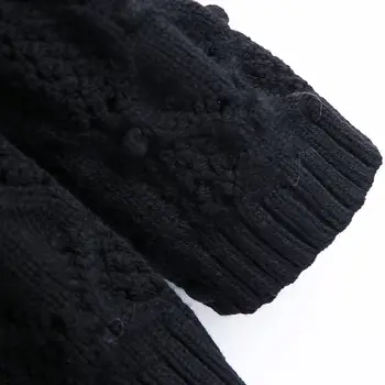 Sievietes ir 2021. za modes ar pompoms zaudēt kabeļu adīt cape vintage džemperis ar garām piedurknēm sānos pogas sieviešu virsdrēbes šiks topi