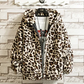 Leopard Kapuci Ziemas Jaka Vīriešiem Ir 2021. Japāņu Streetwear Vīriešu Jaka Ziemas Gadījuma Vestes Vīriešu Kapuci Mētelis