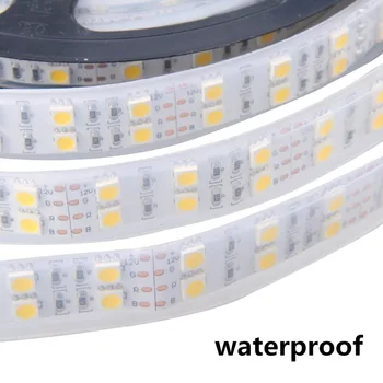 Led strip gaismas 5050 silikona caurule, virves, lentes ūdensizturīgs ip67 dubultā rinda 600led 5m dc 12V 3000K 6500k balta, silta balta, RGB lentes