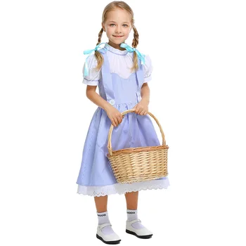 Primārā Mazulis Meitenes Wizard Of Oz Dorothy Zemnieku Kostīmu Bērnu No Viena Gabala Kleitu Bērnu Grupai Cosplay Apģērbs Mazām Meitenēm