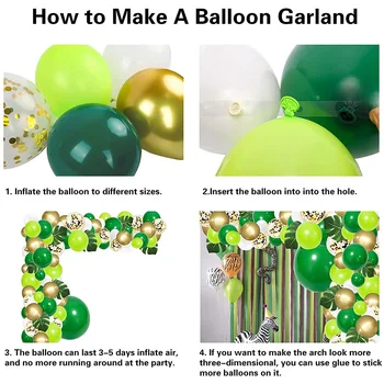 106pcs Green Baloni, Vainags Arku Komplekts Baby Dušas Jubileju Rotājumi Džungļu Pusi, gaisa Baloni Dzimšanas dienas svinības Piegādēm