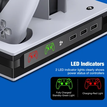 BEBONCOOL Par PS5 Vertikālais Statīvs ar Velkmes Ventilatoru Dual Kontrolieris Lādētāju, Dock Stacija, Sony Playstation 5 Konsoles
