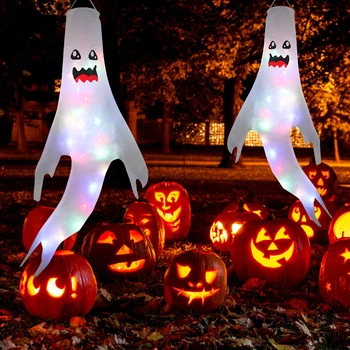 Halloween Apdare, LED Gaisma Spīdēja Gara Šausmu Windsock Spoks Karājas Rotājumu Šausmu Gaismas Gars Puse Mājas Dekoru