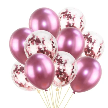 10pcs 12inch Sajauc Konfeti Balons ar Metāla Balonu Dzimšanas dienas svinības Gaisa Bumbiņas Apdare Kāzu Festivāls Puse ierosina 65