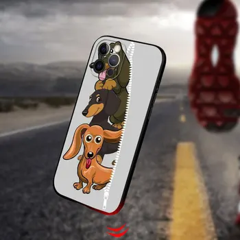 Cute karikatūra Dachshund suns Mobilo Tālruni Gadījumā, iPhone 11 Pro 12 13 Mini XR X 7 8 6 6S Plus XS Max 5 5S SE Mobilo Telefonu Vāciņu