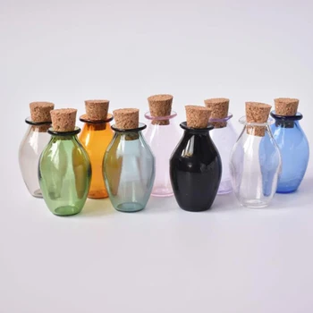 Karstā Pārdošanas 2gab 1:12 leļļu Namiņš Miniatūras Stikla Krāsu Pudeles Korķa Pudeles Tiny Jar Modeli Namiņš Apdare