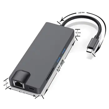 KARSTĀ 8 in 1 USB 3.0 Tipa C Hub Ar HDMI savietojams Adapteris 4K USB C Hub Ar PD Uzlādes TF SD Lasītājs Slots MacBook lielu Ātrumu