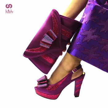 Sexy itālijas Sieviešu Kurpes un Soma, noteikti Fuksīna Krāsa sandales ar siksniņām Super Augstiem Papēžiem Apmierināti ar Platformu Dārza Puse