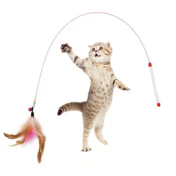 Smieklīgi Rotaļlietas Pet Kaķu Spalvu Bell Stienis Kaķēna Rotaļa Stick Interaktīvās Smieklīgi Kaķi asināt nagus, Spēlējot Mācību Pet piegādēm