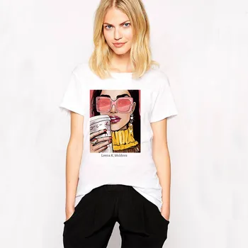 Sieviešu Kafijas Meitene Print T-krekls Sievietēm Tendence Tee Sieviešu Harajuku Gadījuma T-krekls Streetwear Meitenes Augšā T-krekls Hipster Tumblr