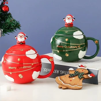 450ml Cute Ziemassvētku Kafijas Krūze Ar Karoti Keramikas Astronauts Forma Piena Kafijas Tasi Festivāla Dāvanas Santa Claus Tējas Tase Ziemeļvalstu Krūze
