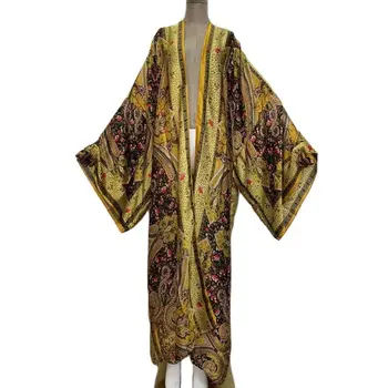 Kimonos Amerikā Sievietes sukienka Drukāt garām Piedurknēm Jaka Sieviešu Blūze Zaudēt Gadījuma pludmales Cover Up boho kleita Blusas Plus Lieluma
