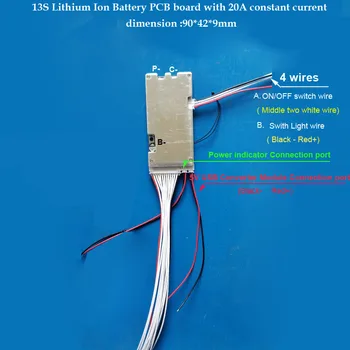 48 V Litija Jonu akumulators PCB kuģa ar 20A nemainīga strāva un 5V USB izejas Modulis 13S Litija jonu Akumulatora elektrisko velosipēdu