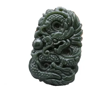Jade Kulons Dabas Hetian Qingyu Pūķis Kulons Rotaslietas Cilvēks ir Smalkas Rotaslietas Qingyulong zīmola + 18 Arhats, Kaklarota, Kulons