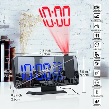 LED Digitālais Modinātājs Skatīties Galda Elektronisko Darbvirsmas Pulksteņi USB Pamosties FM Radio Laika Projektoru Snaudas Funkciju