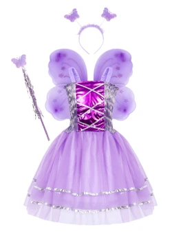 Mazulis Meitenes Vasaras Zeķu Princese Kleita Anime Barbie Butterfly Fairy Cosplay Kostīmi Ārējie Piederumi Mežģīņu Malas Pusi, Audums