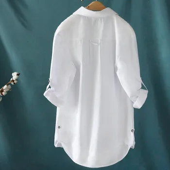 Gara Blūze Sievietēm, Balts Krekls Biroja Dāmas Kokvilnas Krekli Modes Eleganta Blūze Modes Blusas Femininas Pogu, Topi
