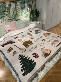 Āra Kempings sega piknika auto gulta izplatīt dīvāns vāku estētiku mājas dekoru dīvāna segu Ziemeļvalstu gobelēns istabas paklājs
