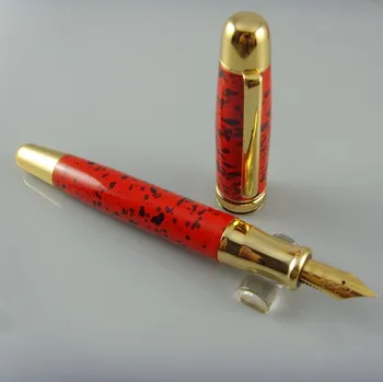 Yong Sheng Lukcy 2001 Zaļu Lodīšu Pildspalvu Papildu Zelta Pārklājumu Sarkanā Fountain Pen Reminisced BEZMAKSAS piegāde