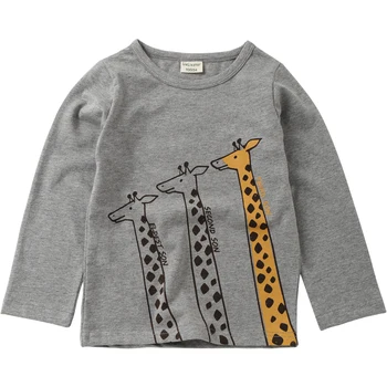 Jaunu Cute Giraffe Iespiests T Krekli Rudens 2018. Gadam Bērni Topi Bērnu Apģērbu Zēnu T-krekli ar garām Piedurknēm Meitenēm Blūze Kokvilnas Tshirts