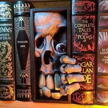 Trilleris Velns Puses Grāmatzīmi Halloween Dāvanu Peeping uz Plaukta Šausmu Mājas Dekoru Bookstand Halloween Dekorēšanai Skulptūra