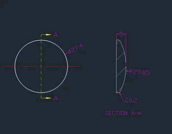 Ražotājs Pielāgota Kvarca Stikla Fokusēšanas Objektīvs Plano-Izliektas Lēcas Optiskā Stikla Diametrs 27.4 Fokusa Garums 57.7 Mm