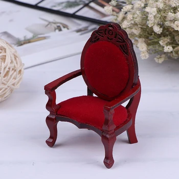 1gb Mini Koka Cirsts Persiku Formas Krēsls 1:12 Vintage DIY Apdares Leļļu Māja Dīvāns Krēslu Mēbeļu furnitūra