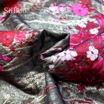 Siiboo metāla poliestera maisījums žakarda auduma ar reljefi ziedu raksts grezns itālija stilu sieviešu kleitas Tela sp6385