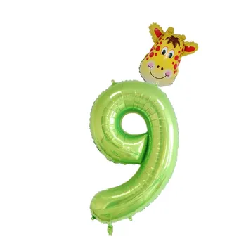 2gab 40inch Zaļo Skaits, Folija Baloni Ciparu Gaisa Ballon Bērniem Dzimšanas dienas ballīti Festivāls Puse Jubileju Dzīvnieku JungleTheme Dekori