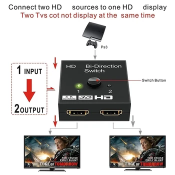 UHD HDMI Saderīgas Sadalītāja 1X2 2X1 Bd 1 Ievade 2 Izejas Pastiprinātāju 1080P 4Kx2K HDMI Saderīgas Slēdzis 2 Ostas Divvirzienu 4K