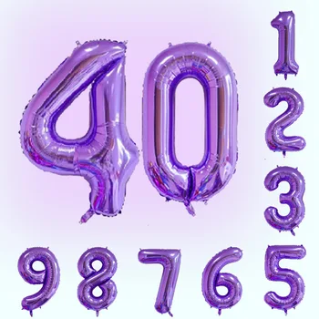 40 Collu Violeta Digitālo Alumīnija Balons Liels Bērnu Dzimšanas dienas svinības Apdare Izkārtojumu Alumīnija Folijas gaisa Balons