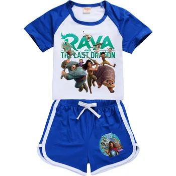 Meitenes Zēni Summer Set Raya un Pēdējais Pūķis Bērniem, Sporta T krekls +Bikses 2-gabals, kas, Zīdaiņu Apģērbs Ērts apģērbs, Pidžamas