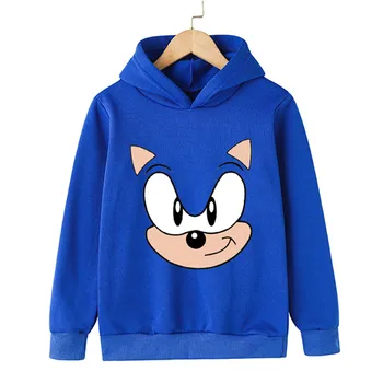 Ir 2021. Sonic Karikatūra Cēloņu Topi Bērnu apģērbi garām piedurknēm Apaļu Kakla Džemperis Bērnu Zēniem Sonic Džemperis Apģērbs sporta Krekls