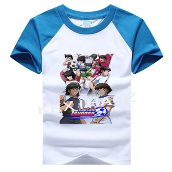 Bērnu Kokvilnas T-krekls Zēns Anime Drukāt Captain Tsubasa Zēnu T Krekls Meitenēm Topi Cartoon Kids T Zēnu Drēbes N01-9