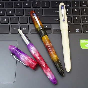 Jaunu Jinhao 200 Sveķu Acikliskie Fountain Pen Irīdija Smalkas Pērļu 0.5 mm ar Sudraba Pārveidotājs Klipu Uzņēmuma Birojā Rakstot Dāvanu Tintes Pildspalvu