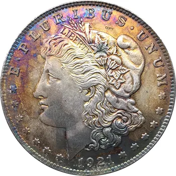 Amerikas savienoto Valstu 1921 Morgan Vienu Dolāru ASV Monētu Brīvības Cupronickel Sudraba Pārklājumu Dievam Mēs ticam, Kopēt Monētas