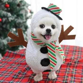 Ziemā Suņu Apģērbu Cute Sniegavīrs Kostīms Suņu Pet Halloween, Ziemassvētku Cosplay Apģērbu Smieklīgi Ziemsvētki Uzposties Mājdzīvnieku Piederumi