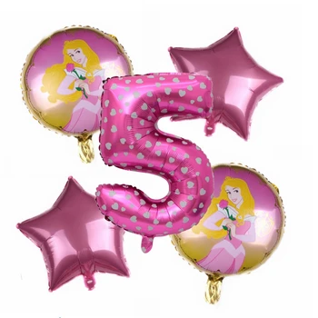5gab Princese Jasmine Aurora Tiana Pelnrušķīte 32inch Sirds Mīlestību Rozā Numuru Folijas gaisa Balons, Dzimšanas dienas svinības Dekoru Meitene par Labu Uzvalku