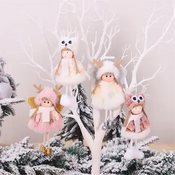 Ir 2021. Radošo Eņģelis Ilgi Kulons Cute Lelle Rozā Spalvu Eņģeļu eglē Karājas Gabals Ziemassvētku Rotājumi Bērnu Dāvanu