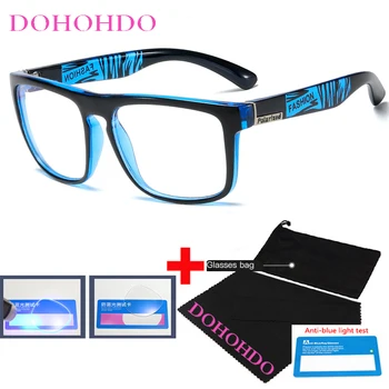 DOHOHDO Jaunu Vīriešu Anti Zilā Gaisma Brilles Sievietēm Datoru Brilles Vintage Laukumā Skaidrs, Lēcas, Briļļu Anti-UV Optisko Rāmis