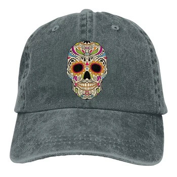 Meksikas Krāsu Galvaskausa Beisbola cepure Vīriešiem Mexican Sugar Skull Funny Cepures krāsas Sieviešu Vasaras Snapback Cepures