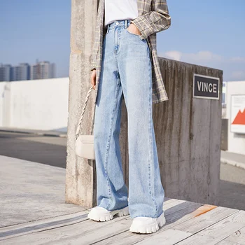 SEMIR Džinsa bikses sievietēm uzliesmojuši bikses ir 2021. new Hong Kong stila džinsi ar augstu jostas plānas savvaļas ziemas bikses